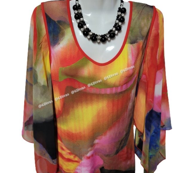 Gorgeous Colourful Tunics Tops Blouse Butterfly Sleeves XS, S, M, L, XL - NEW ! - Picture 7 of 10